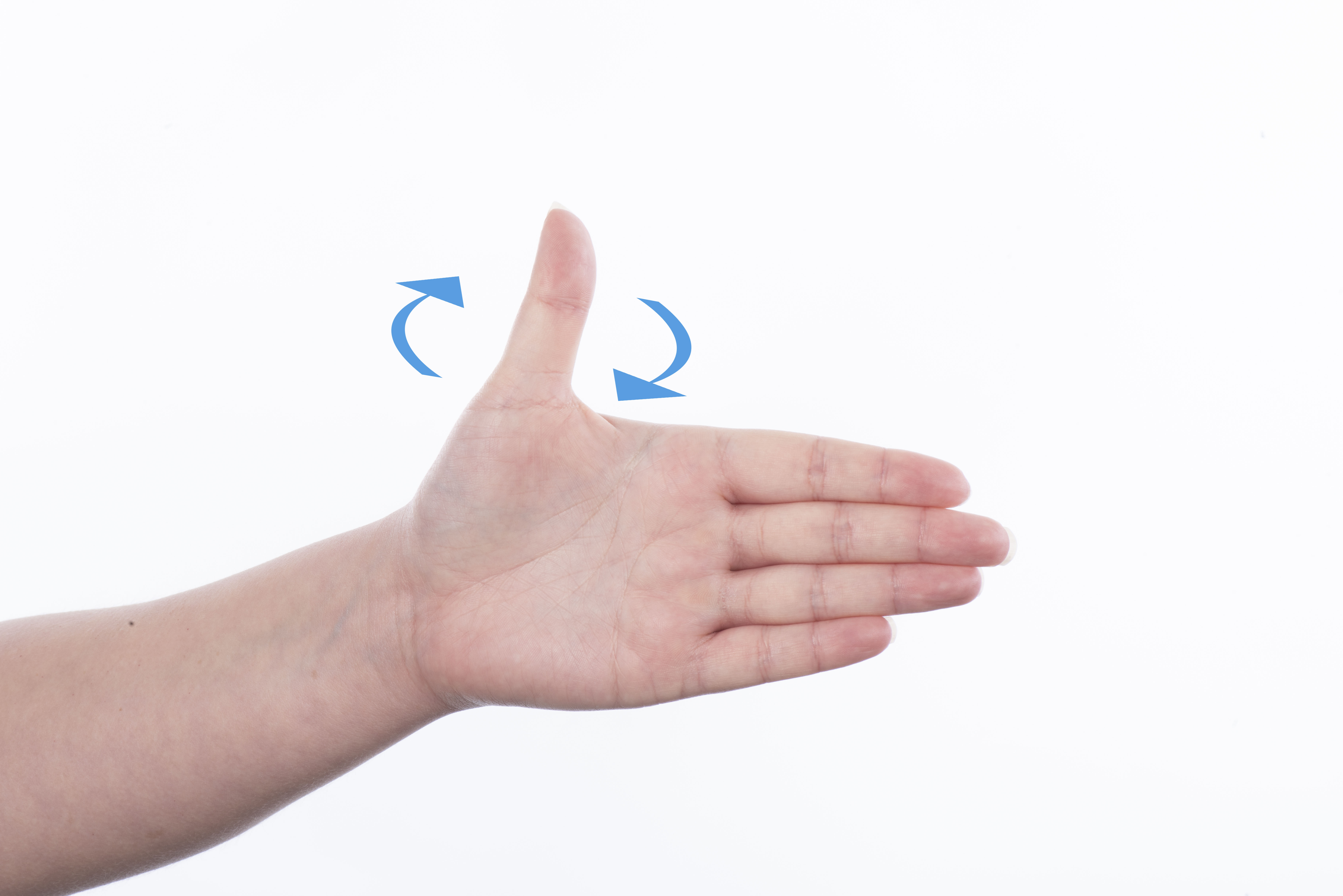 Move your thumb around in circles, clockwise and anticlockwise. Try to make the circles as big as is comfortable.
