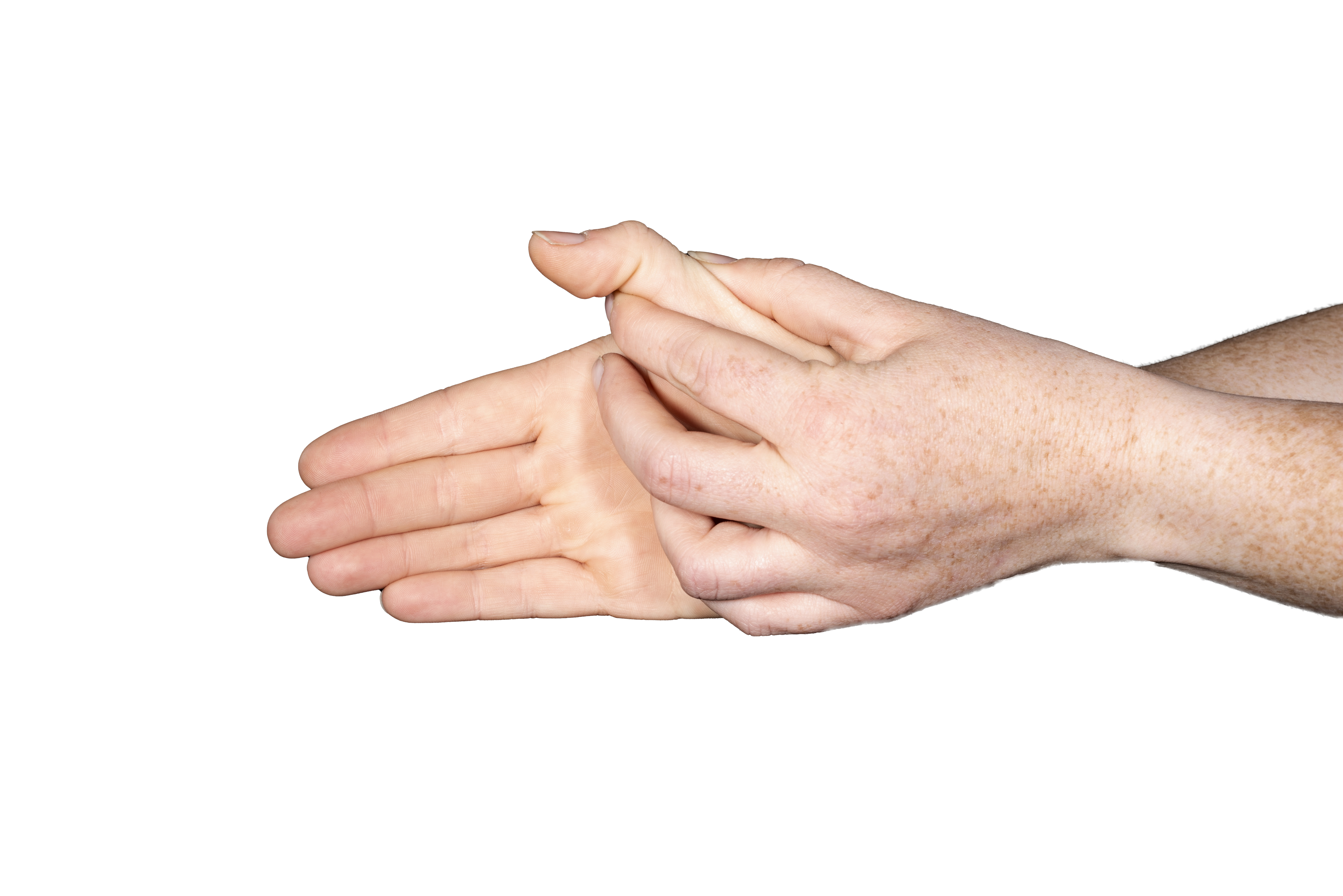 Hold your thumb below the joint to be exercised, bend your thumb.