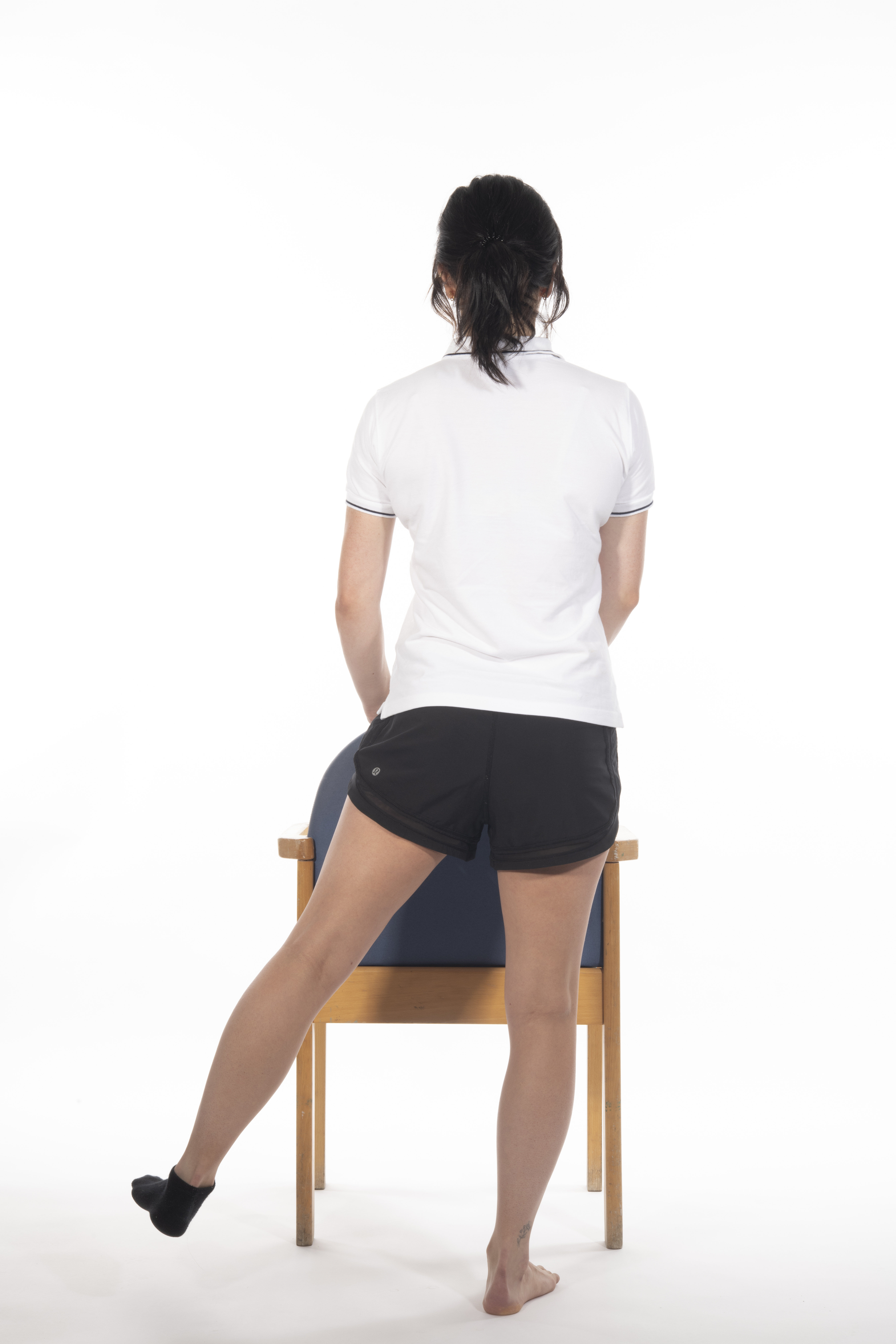 Hip abduction in standing exercise; put your weight on your opposite leg and lift your operated leg sideways, keeping your knee straight and toes forward