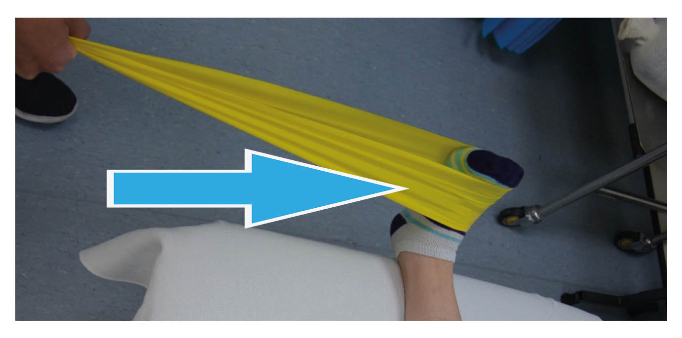 4.Eversion; Turn your ankle out, pulling out against the resistance band.