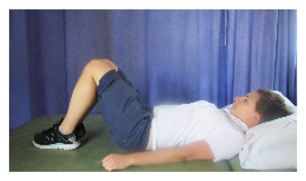 Lie on your back with your knees together and bent
