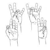 Touch the tip of your thumb to the tip of your first finger. Squeeze and release. Repeat with each finger in turn.