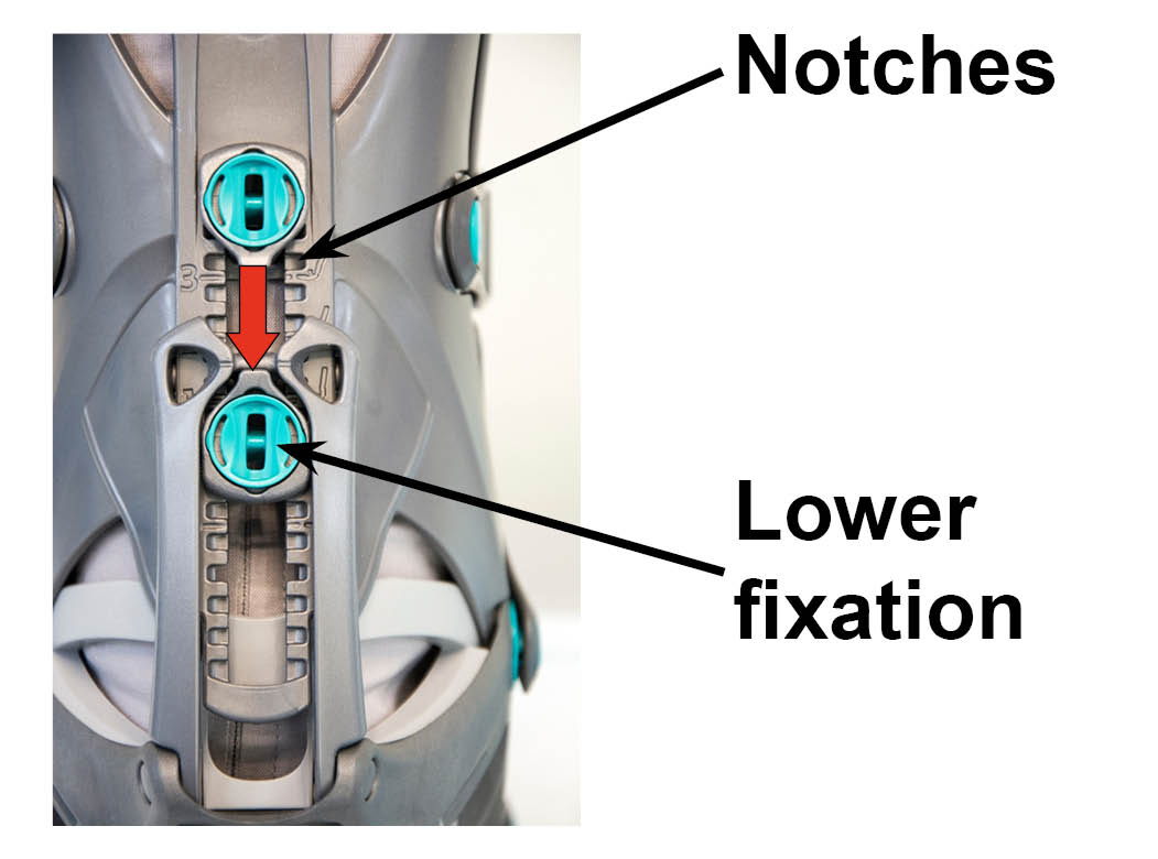 Move the lower fixation three notches down from the previous setting