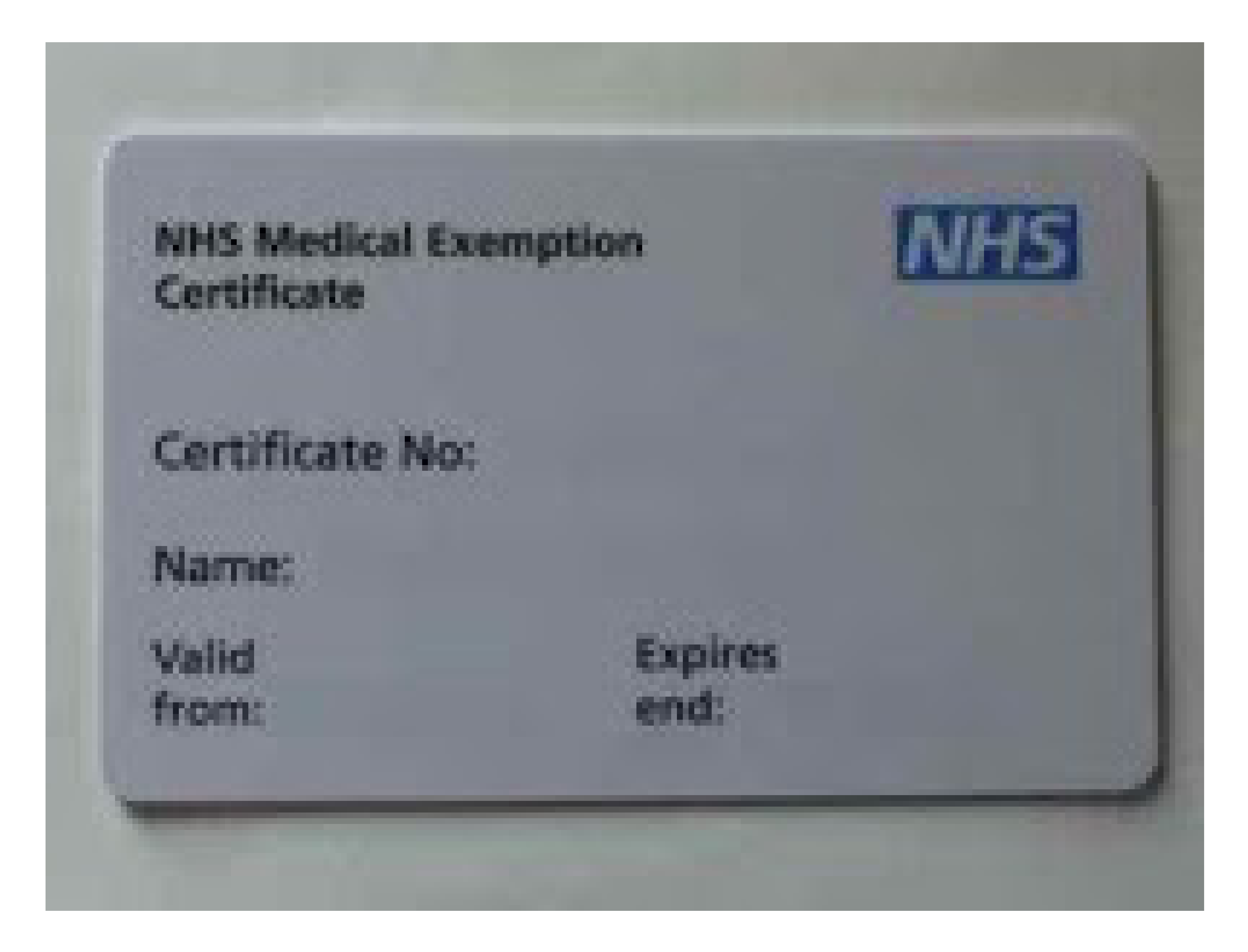 An NHS Medical Exemption Certificate