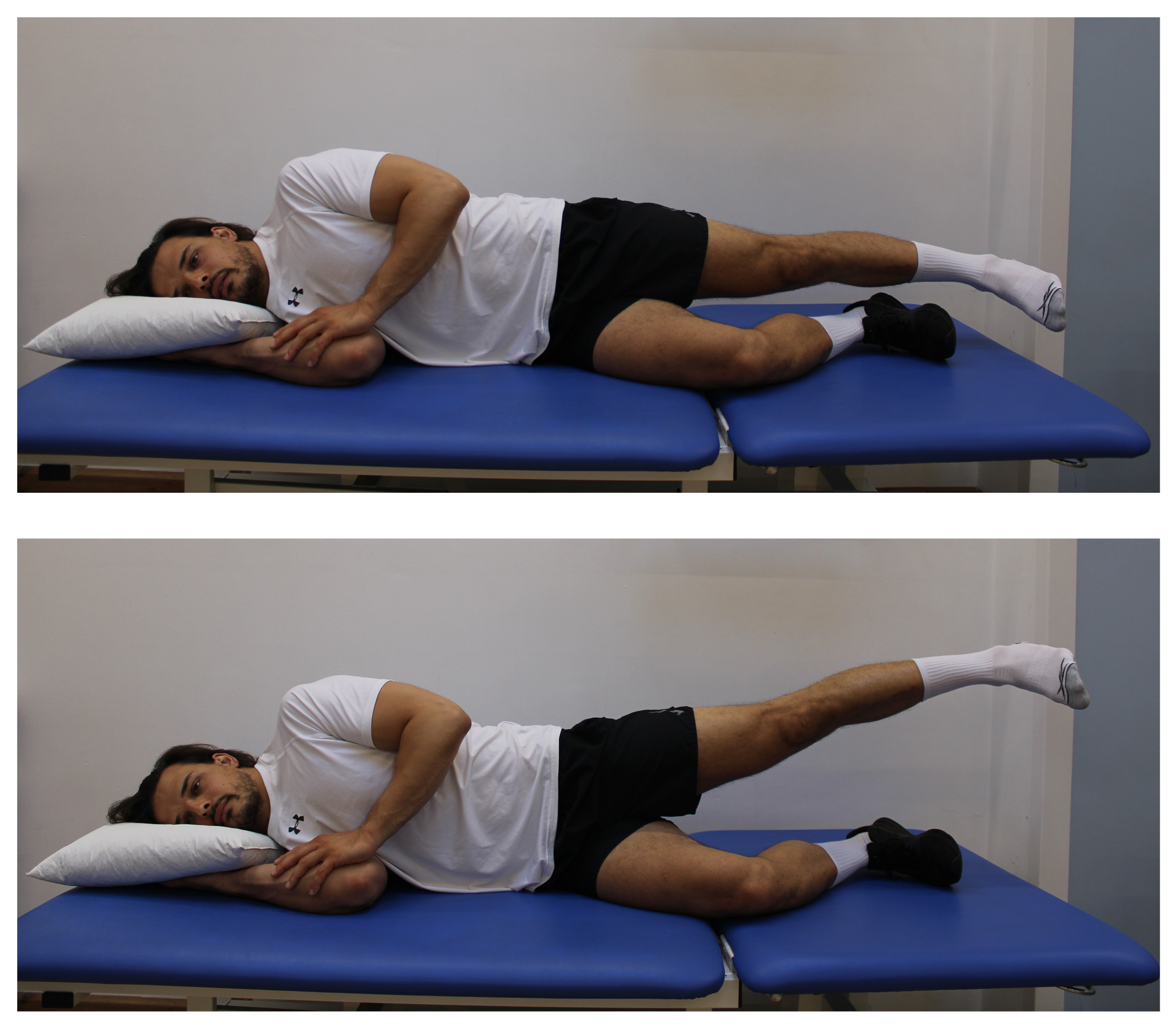 Side lying leg lifting (hip abduction) exercise